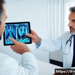 비뇨기과에서 시행하는 PSA 검사 - A detailed medical consultation scene set in a modern French clinic, featuring a middle-aged French ...